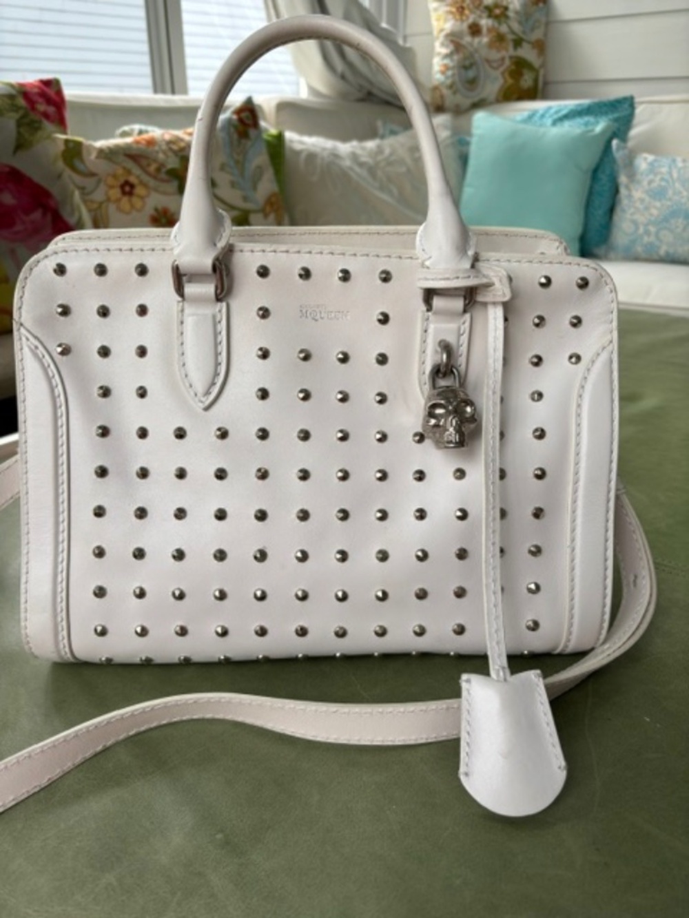 Women's purse, white, studded